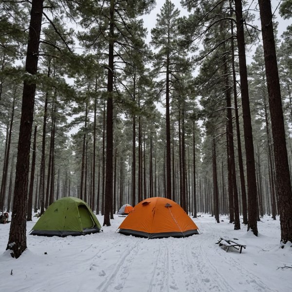 Quelles sont les meilleures pratiques pour camper en région de forêt de pins en hiver?